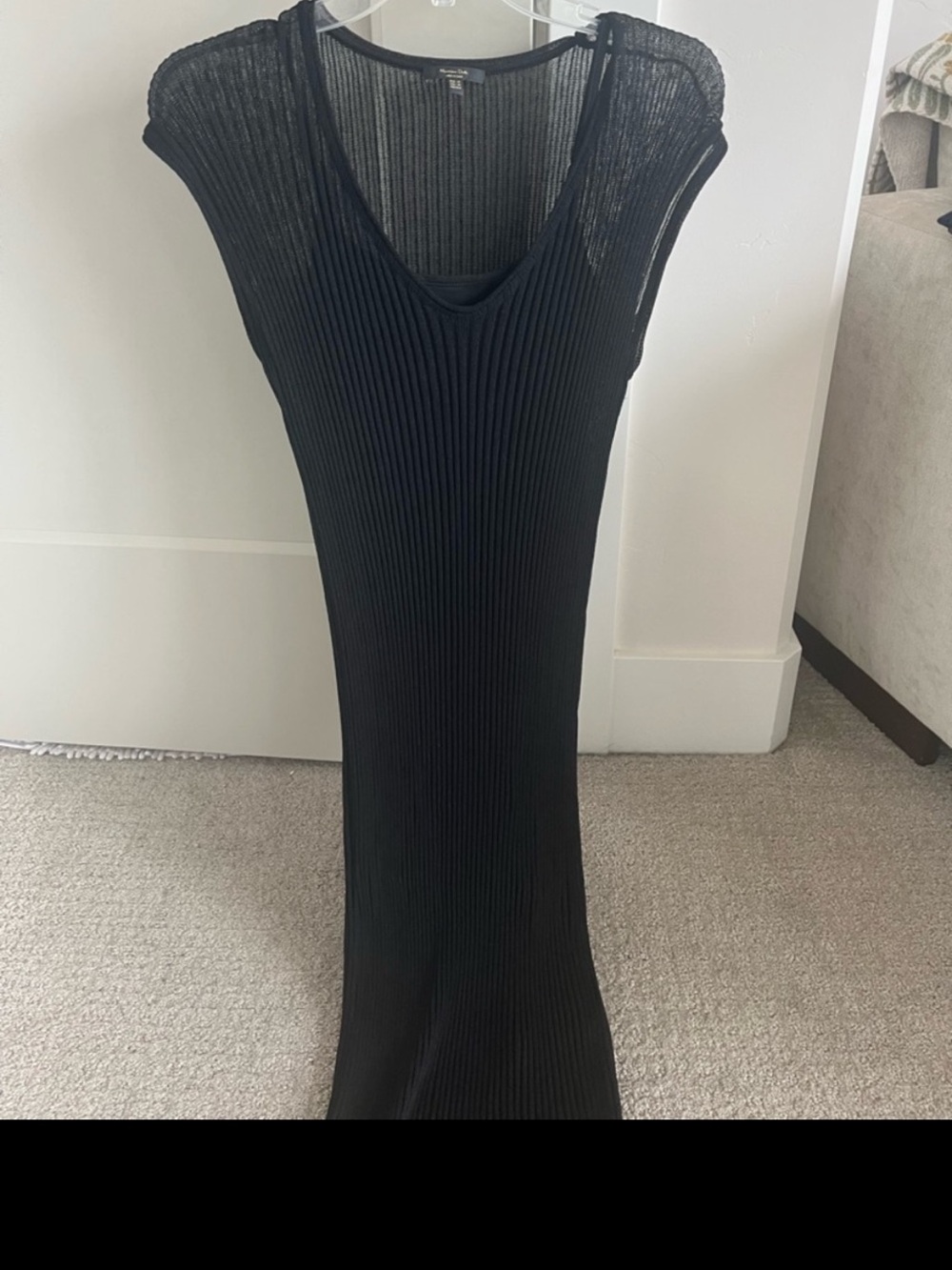 Ribbed Sleeveless Maxi Dress - Black